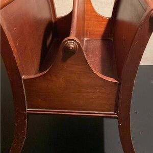 Vintage Mahogany Magazine Rack. Columbia Mfg. Co USA repaired.